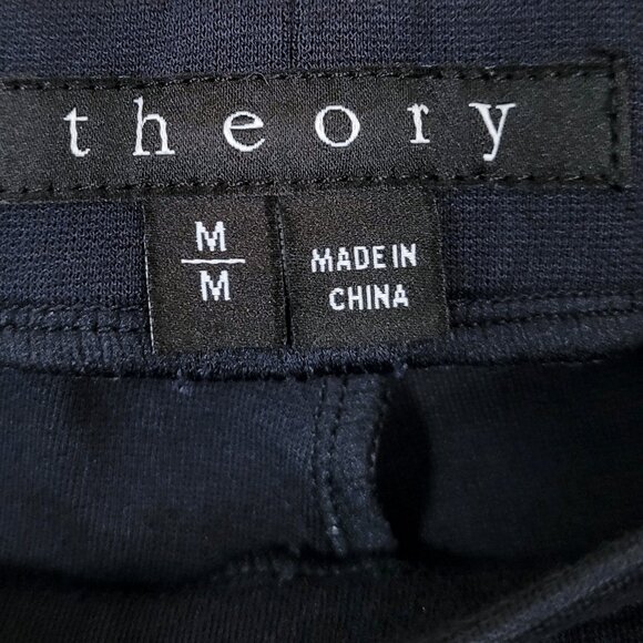 Theory Hasna Rave Leather-Trim Dark Navy Jersey Leggings - Picture 4 of 6